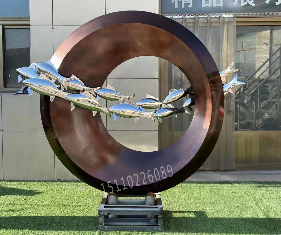 鯉魚躍龍門不銹鋼雕塑